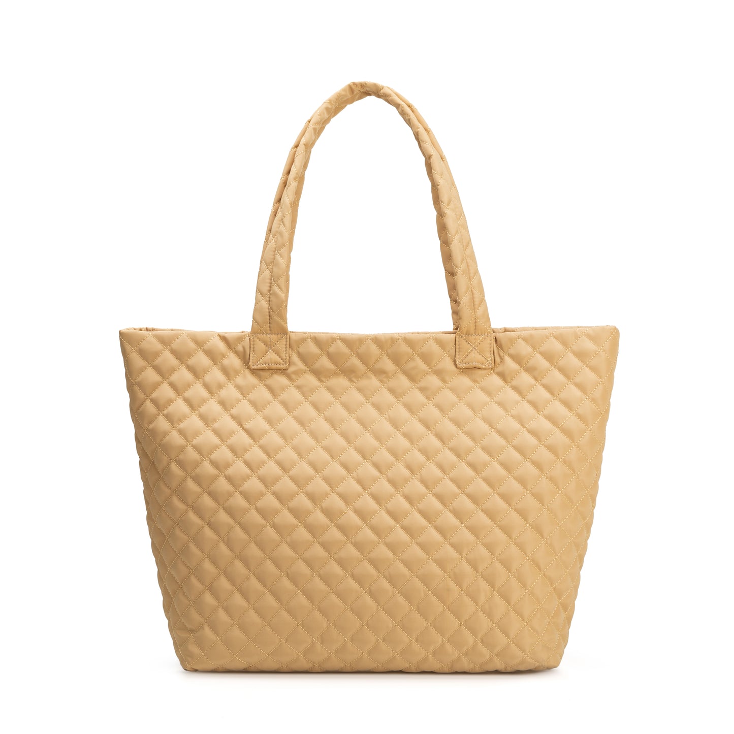 Albemarle Quilted Tote by Mayfair & Finch featuring a stylish quilted exterior, vibrant French ticking interior, and bonus Bond Bag, perfect for fashion and function.