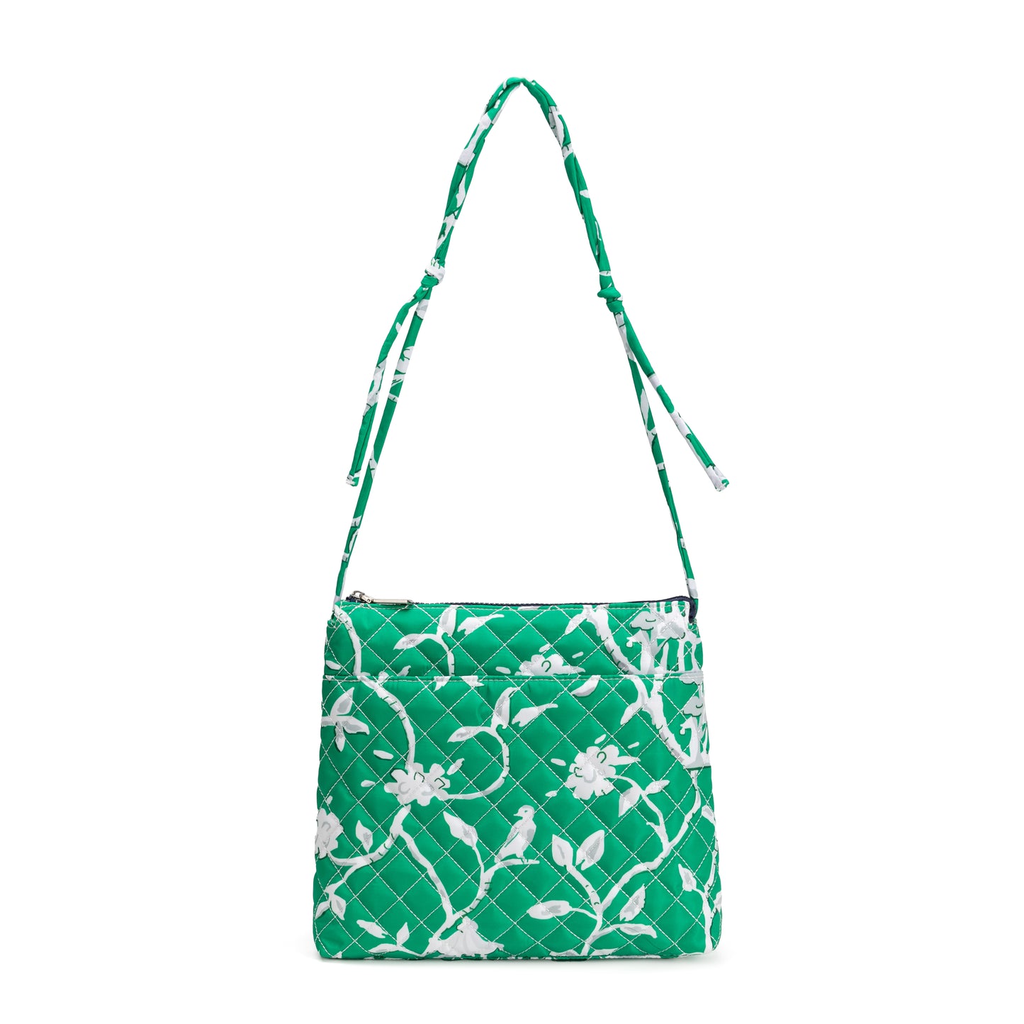 Berkeley Square Crossbody Bag by Mayfair & Finch featuring quilted design, vibrant French ticking lining, chrome accents, and zip pockets for chic everyday use.