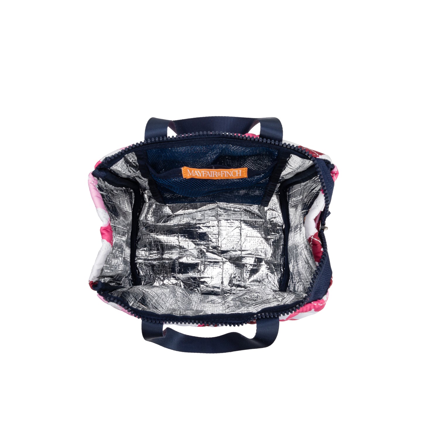 Butler's Lunch Tote by Mayfair & Finch, insulated quilted lunch bag with vibrant French ticking interior and durable exterior for keeping meals fresh and stylish on the go.