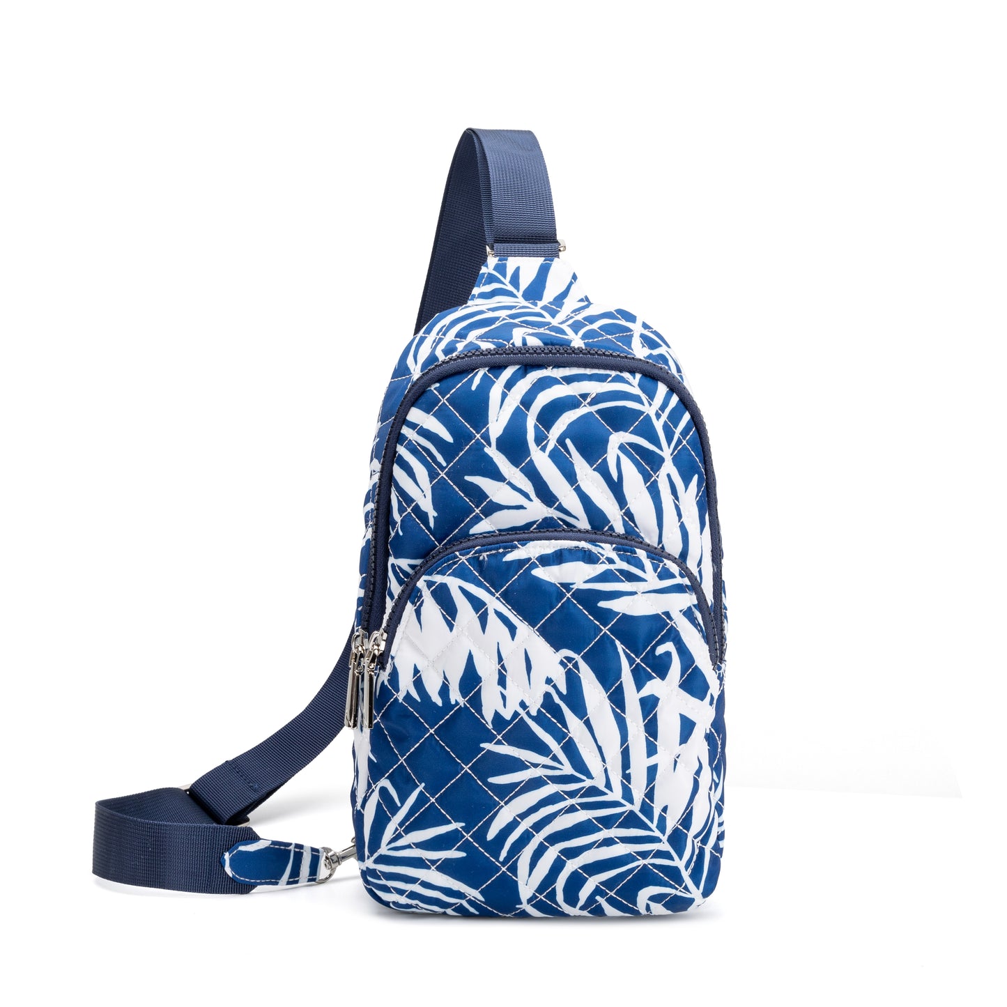 Dover Sling quilted crossbody bag by Mayfair & Finch with vibrant lining and bonus Bond Bag, designed for compact everyday essentials.