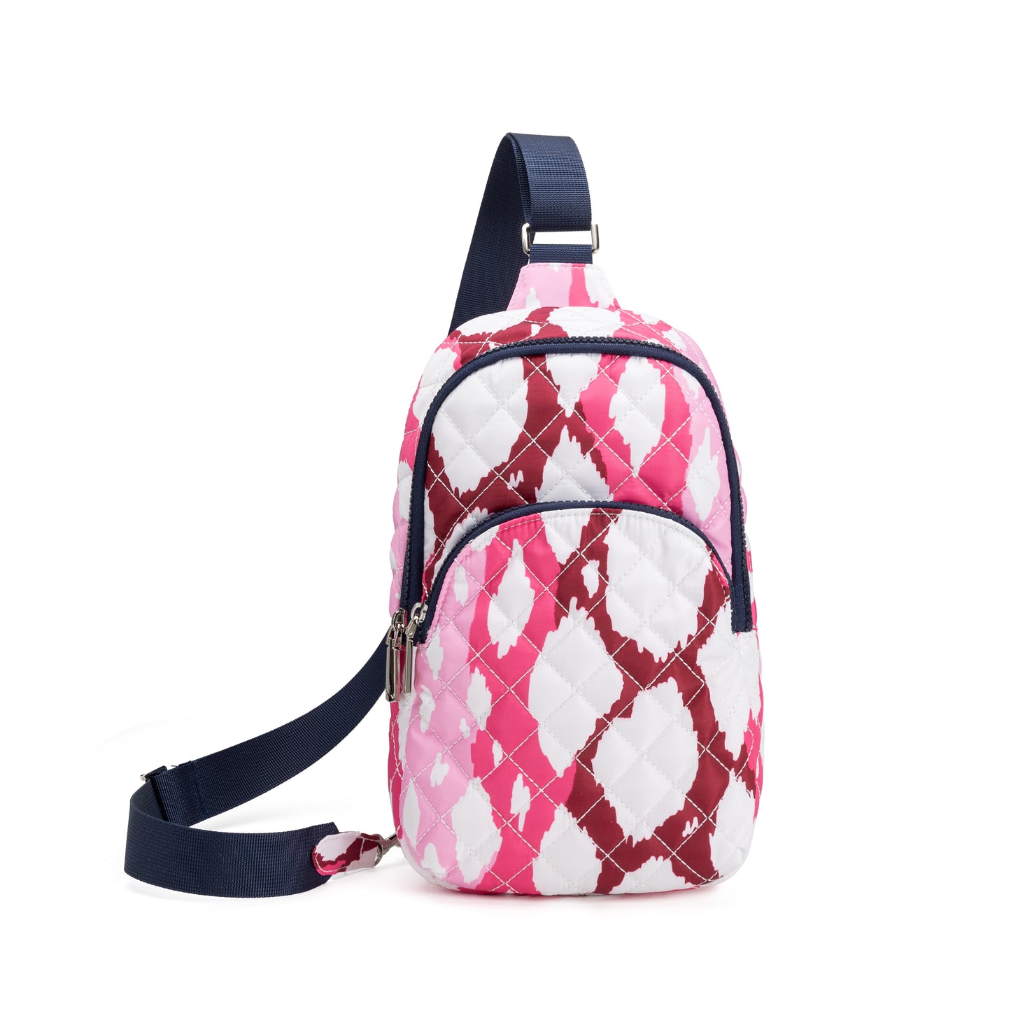 Dover Sling quilted crossbody bag by Mayfair & Finch with vibrant lining and bonus Bond Bag, designed for compact everyday essentials.