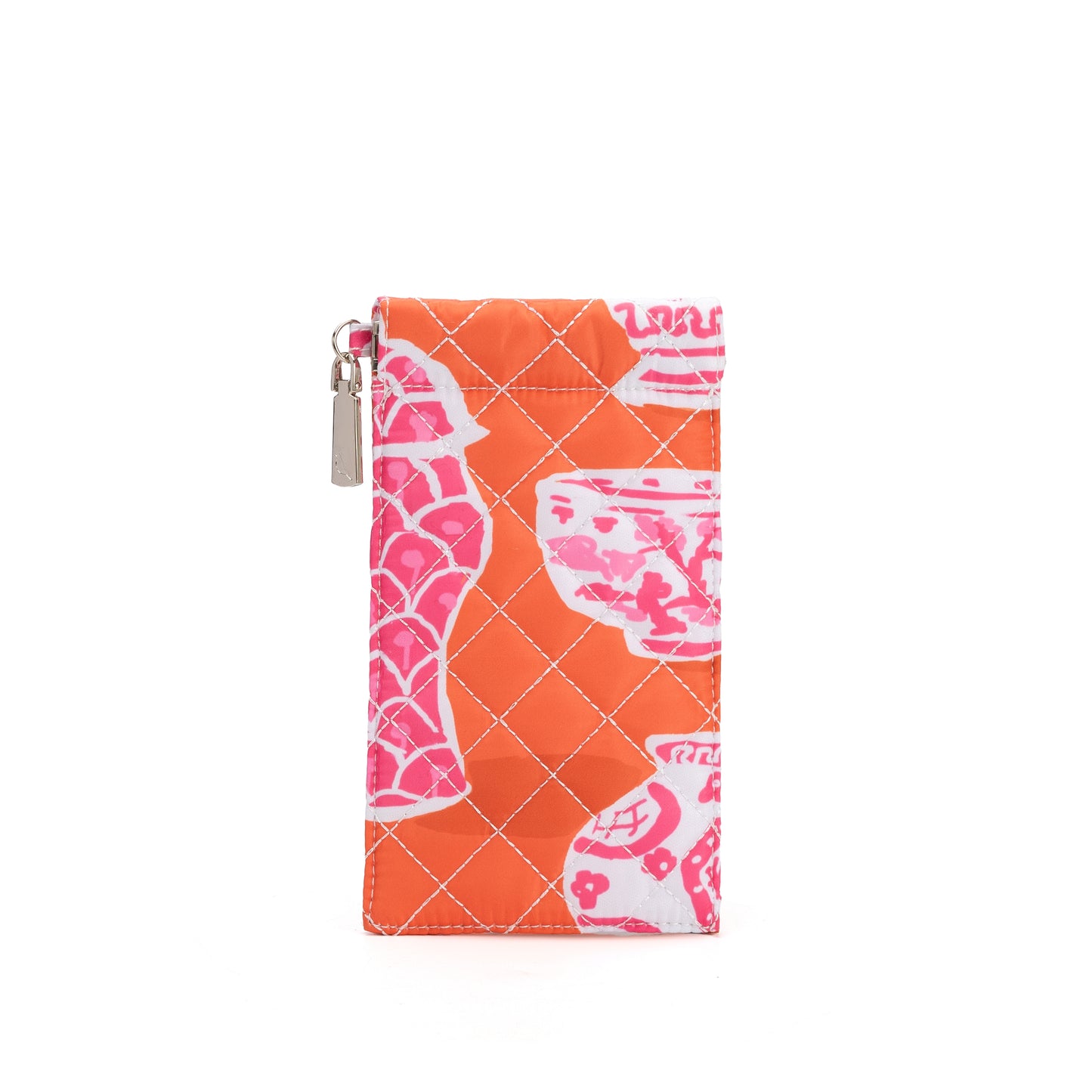 Piccadilly quilted sunglass case with colorful French ticking lining, designed for stylish and durable eyewear protection.