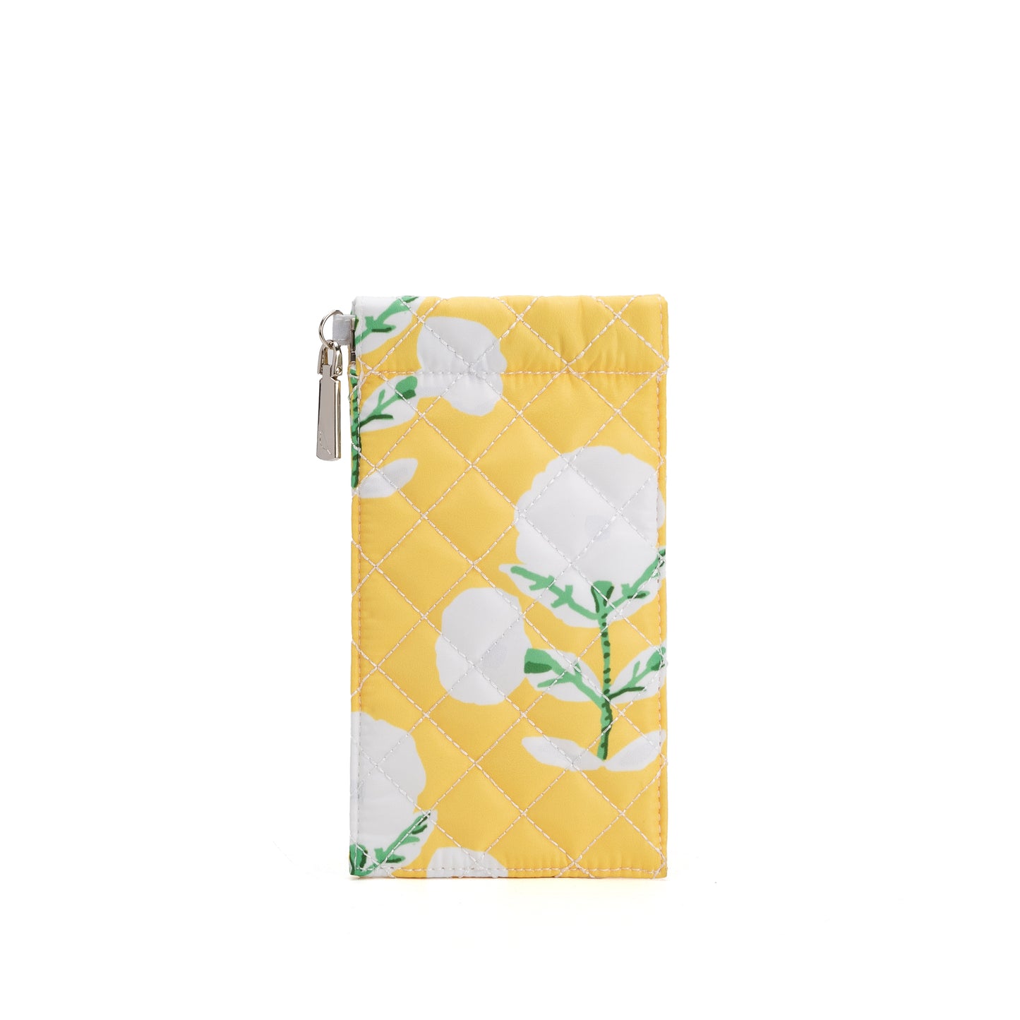 Piccadilly quilted sunglass case with colorful French ticking lining, designed for stylish and durable eyewear protection.