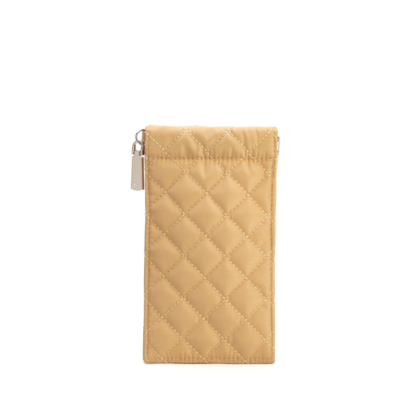 Piccadilly quilted sunglass case with colorful French ticking lining, designed for stylish and durable eyewear protection.