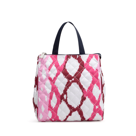 Butler's Lunch Tote by Mayfair & Finch, insulated quilted lunch bag with vibrant French ticking interior and durable exterior for keeping meals fresh and stylish on the go.
